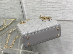 mini lady 17cm grey lambskin