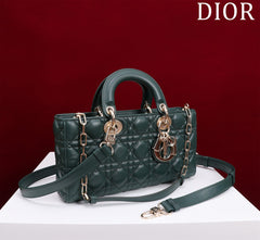 medium lady d-joy 26 dark green lambskin
