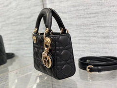 micro lady 12 black lambskin ghw