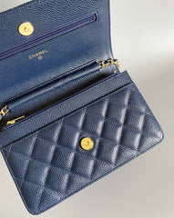 CC WOC Fortune Bag Navy Blue Quilted Caviar Leather 223295