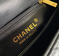 coco handle flap bag 23cm black quilted caviar gold hardware