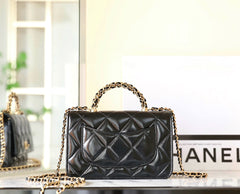 24b woc 19cm black lambskin gold hardware