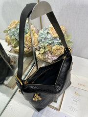 CD Medium Dior Voyage Bag 28cm Black Glossy Macrocannage Calfskin 288634