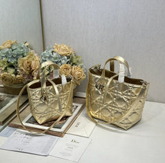 CD Toujours Tote Bag Metallic Gold-Tone Calfskin 288550