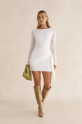Lingering Look Long Sleeve Mini Dress White