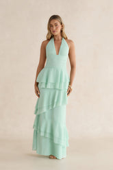 Path Of Fate Halter Maxi Dress Sage