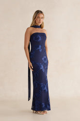 Midnight Blossom Maxi Dress Navy