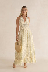 Sorbet Soiree Halter Maxi Dress Yellow