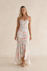 Midday Dreaming Strapless Maxi Dress Pink Multi