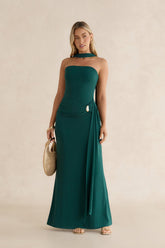 Day To Night Luxe Strapless Maxi Dress Green