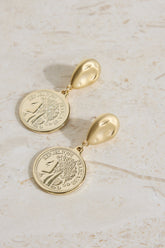 18K Gold Plated Lucky Coin Earrings Gold