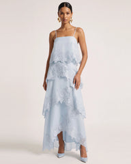 Orchid Embroidered Layered Maxi Dress - Light Blue