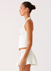 Vegas Nights Halter Neck Top - White