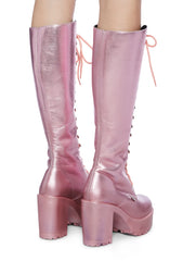 Lash Knee High Boots - Pink