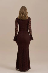 JULIETTE LACE MAXI DRESS | CHOCOLATE