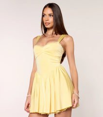 Glam Drop Lace-Trim A-Line Mini Dress