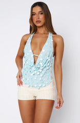 Missed Your Chance Halter Top Blue Shell