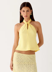 Maddox Scarf Top - Lemon
