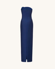 Iris Embroidered Strapless Maxi Dress - Navy Blue