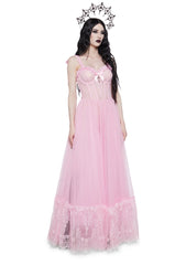 Dance With Death Sleeveless Maxi Dress - Pink