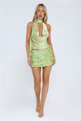 Dazzle Desire Sequin Mini Skirt Green