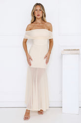 Lumi¨¨re Off Shoulder Mesh Maxi Dress Yellow