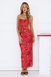 Get Groovy Mesh Strapless Crop Top Print