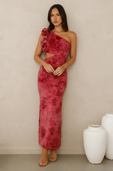 Mystique Beauty One Shoulder Maxi Dress Pink