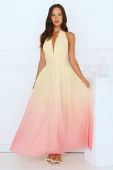 Angel Bloom Halter Maxi Dress Yellow