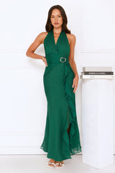 Follow The Stars Halter Maxi Dress Green