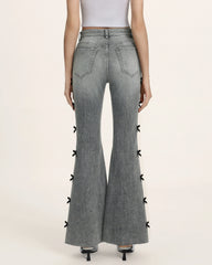 Black Velvet Bow Boogie Child Fray Jeans - Smoke and Mirrors