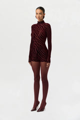 Burnout Print Turtleneck Romper