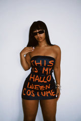 This Is My Bodycon Mini Dress Halloween Costume - Black/Orange