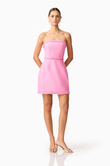 Coralene Strapless Mini Dress in Pink