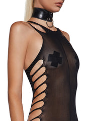 Lost In Lust Cut Out Body Stocking - Black