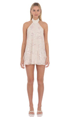 Auralisse Embellished Halter Mini Dress