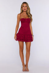 Love In Motion Lace Mini Dress Red