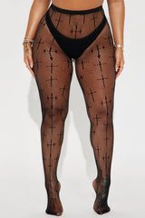 Caught Up Fishnet Tights - Black