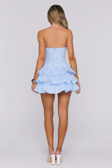 Pop The Confetti Strapless Mini Dress Blue