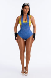 Babe In Overalls 4 Piece Costume Set - Blue/combo