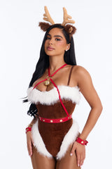 Reindeer Romance 5 Piece Costume Set - Brown/combo