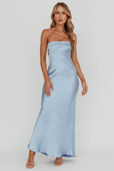 Kona Strapless Open Back Maxi Dress Blue