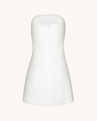 3D Vine Floral Strapless Mini Dress - White