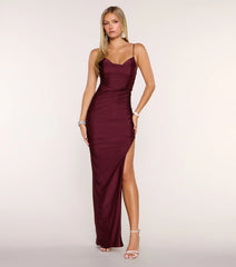 Zelie Cowl Neck High Slit Formal Dress