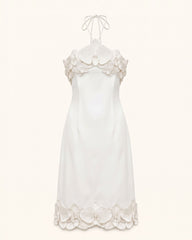 Orchid Embroidered Halter Midi Dress - White