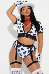 Wild Cowgirl 7 Piece Costume Set - White/Black