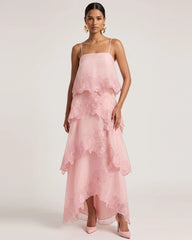 Orchid Embroidered Layered Maxi Dress - Blush Powder