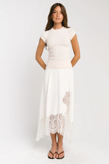 Rachelle Lace Midi Skirt in Cream