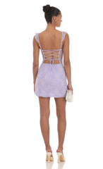 Sweetheart Lace Mini Dress in Lavender
