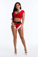 Holiday Vixen 3 Piece Costume Set - Red/White